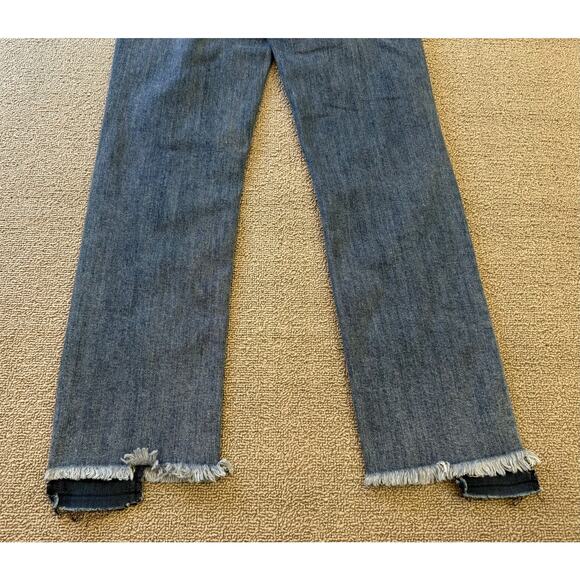 JUSTBLACK Female Light Dark Wash Denim Jeans Size 24 Raw Hem Straight Leg - Picture 12 of 16